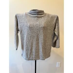 Banana Republic Gray Marled Mock Neck Sweater Top Small Soft Stretch 3/4 Sleeve